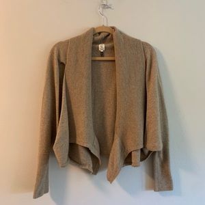 Cashmere Tan Cardigan w/ Vertical Cat Eye Cutouts